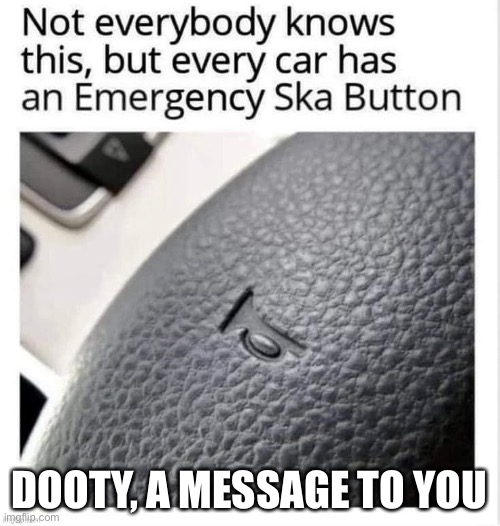 Stop your messing around with the Ska button | DOOTY, A MESSAGE TO YOU | image tagged in emergency,ska,rudy,message | made w/ Imgflip meme maker