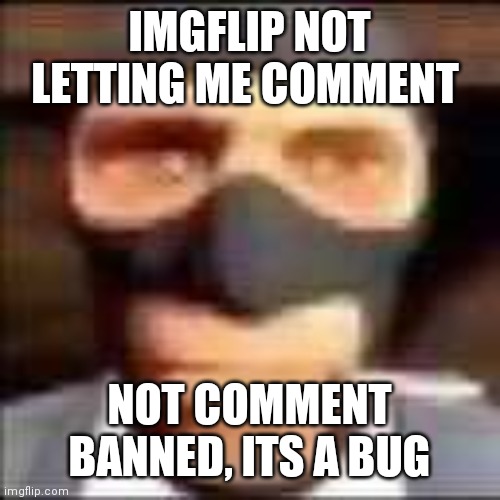 spi | IMGFLIP NOT LETTING ME COMMENT; NOT COMMENT BANNED, ITS A BUG | image tagged in spi | made w/ Imgflip meme maker