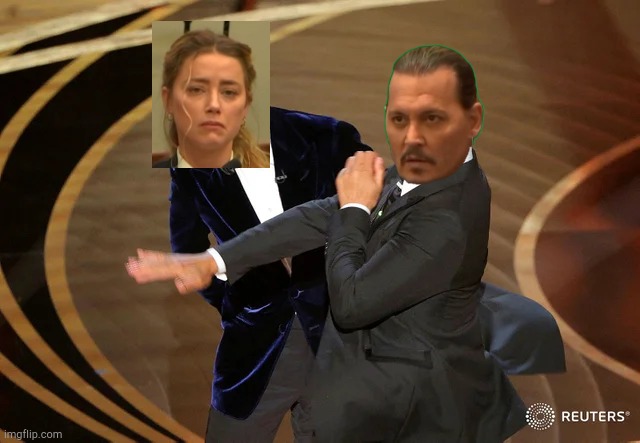 The libel case right now | image tagged in will smith punching chris rock,justice4johnny,justice for johnny,johnny depp,amber heard | made w/ Imgflip meme maker