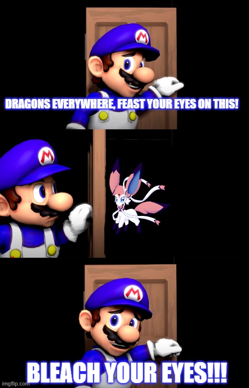 What Dragons See in 700 |  DRAGONS EVERYWHERE, FEAST YOUR EYES ON THIS! BLEACH YOUR EYES!!! | image tagged in smg4 door with no text,sylveon,pokemon | made w/ Imgflip meme maker