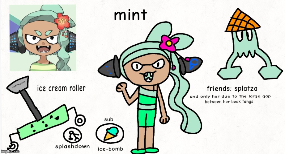 Mint ( splatza's friend) (tc note: cute :3) | made w/ Imgflip meme maker