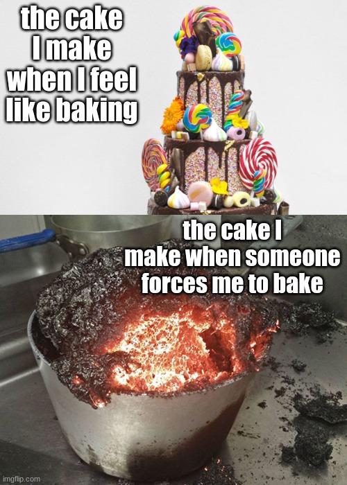 the cake I make when I feel like baking the cake I make when someone forces me to bake | made w/ Imgflip meme maker