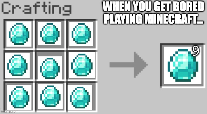 regular minecraft | WHEN YOU GET BORED PLAYING MINECRAFT... 9 | image tagged in synthesis | made w/ Imgflip meme maker