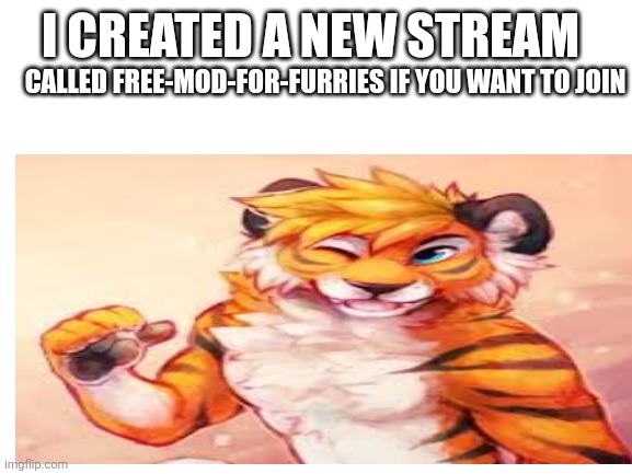 I CREATED A NEW STREAM; CALLED FREE-MOD-FOR-FURRIES IF YOU WANT TO JOIN | made w/ Imgflip meme maker