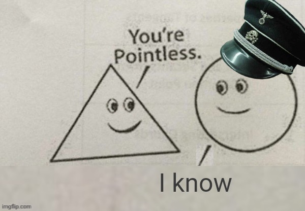 : D | I know | image tagged in you're pointless blank | made w/ Imgflip meme maker