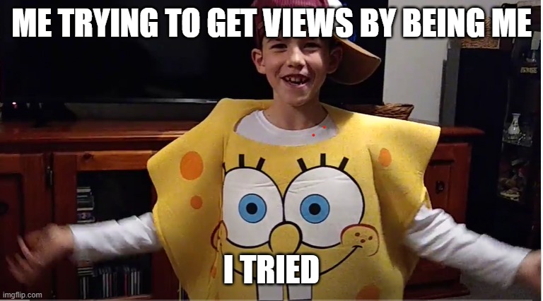 Me 5 years ago | ME TRYING TO GET VIEWS BY BEING ME; I TRIED | image tagged in myself 5 years ago | made w/ Imgflip meme maker