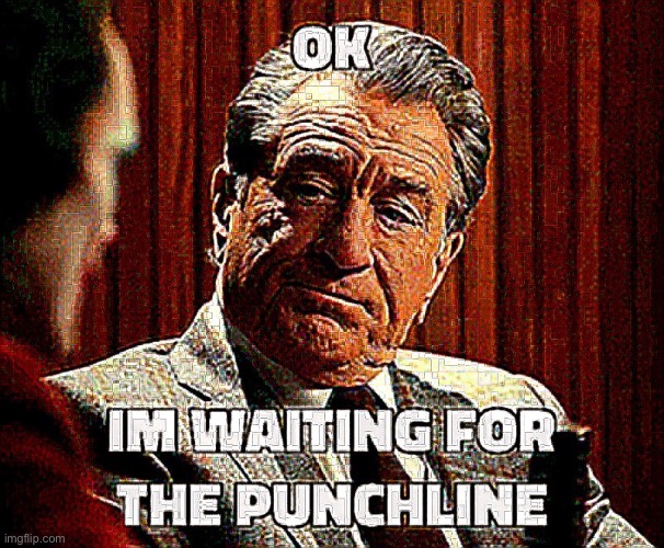 OK, I’m waiting for the punchline | image tagged in ok i m waiting for the punchline | made w/ Imgflip meme maker