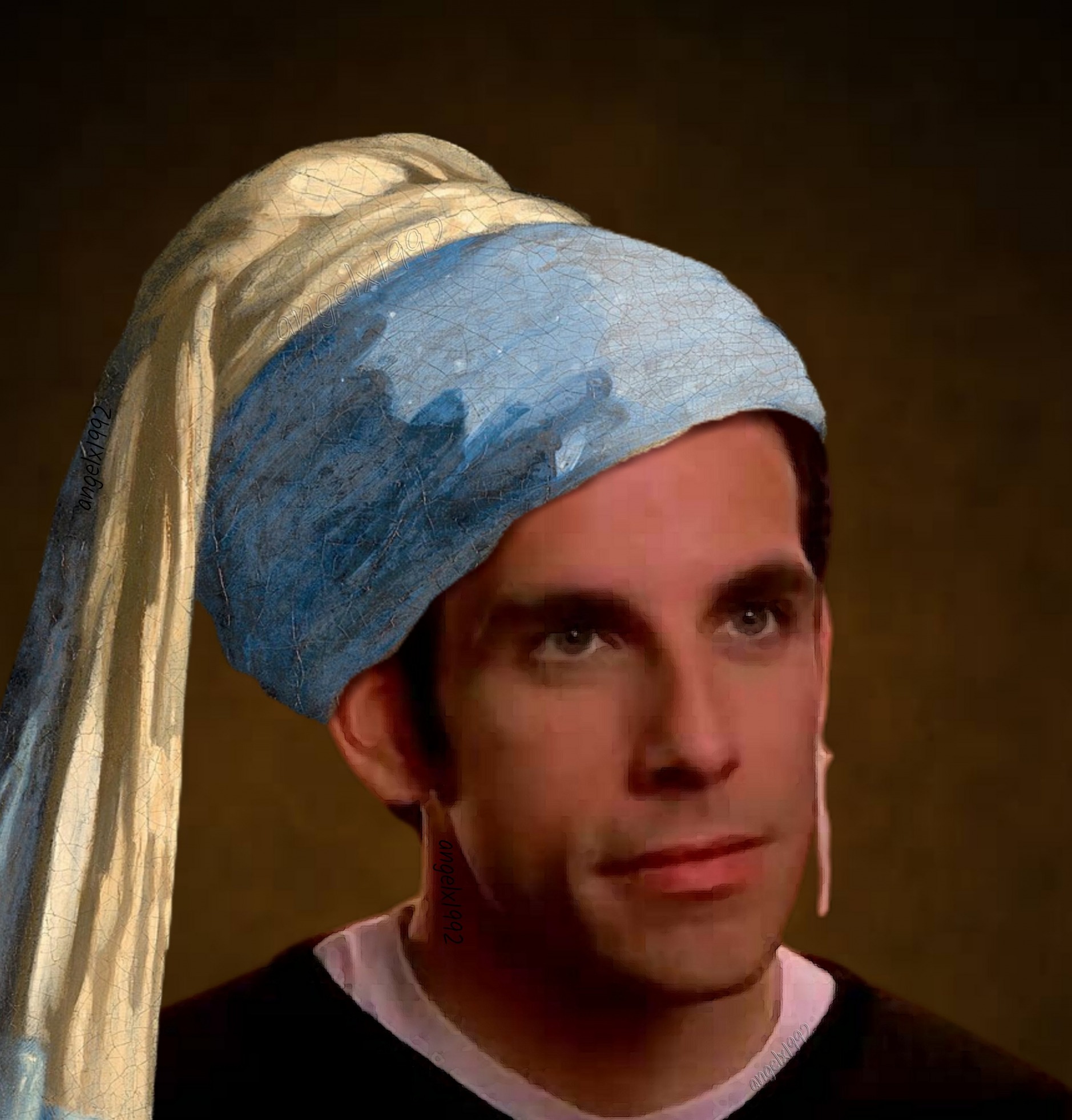 guy with a pearl earring Blank Meme Template