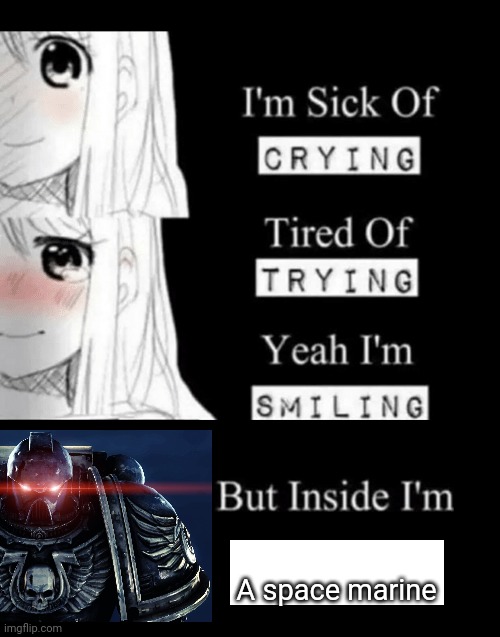 I'm Sick Of Crying | A space marine | image tagged in i'm sick of crying | made w/ Imgflip meme maker