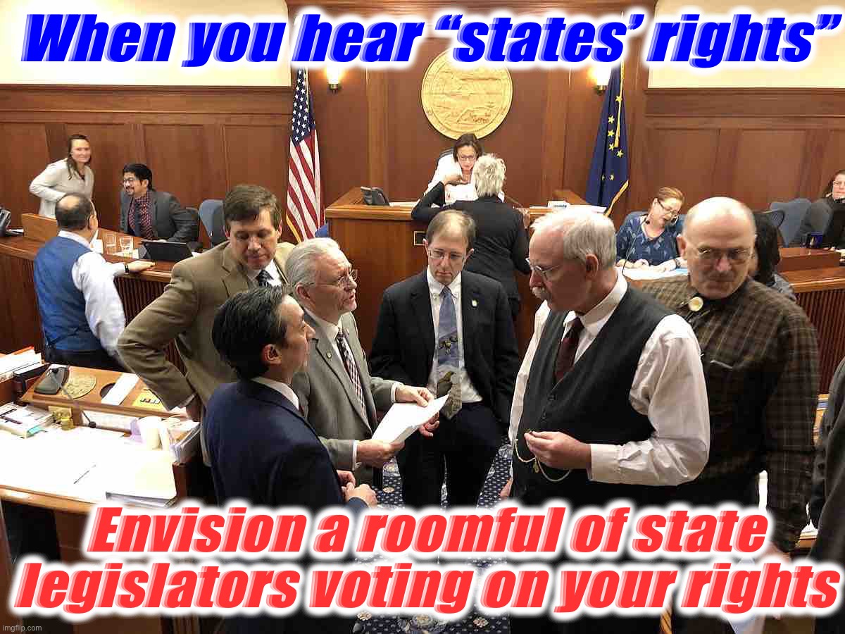 Republicans want to entrust our most intimate freedoms to a bunch of glorified schoolboard members. What could go wrong? | When you hear “states’ rights”; Envision a roomful of state legislators voting on your rights | image tagged in alaska state legislature,states,rights,states rights,womens rights,abortion | made w/ Imgflip meme maker