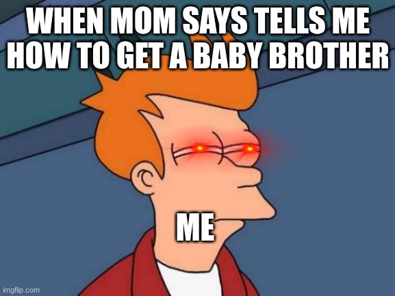 shesh |  WHEN MOM SAYS TELLS ME HOW TO GET A BABY BROTHER; ME | image tagged in memes,futurama fry | made w/ Imgflip meme maker