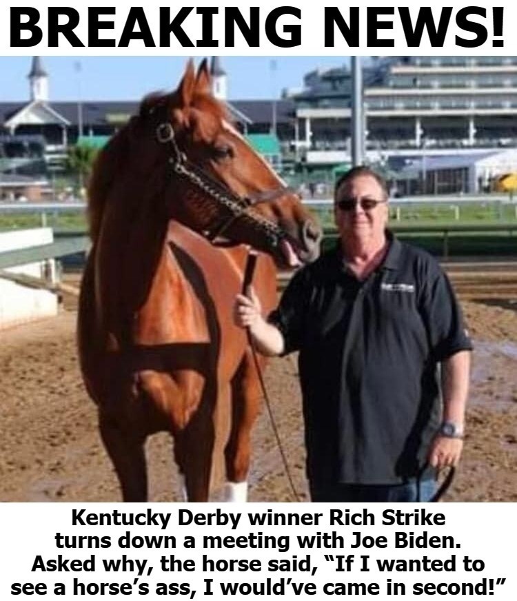 Kentucky Derby Winner turns down a meeting with Joe Biden! | image tagged in joe biden,horses ass | made w/ Imgflip meme maker
