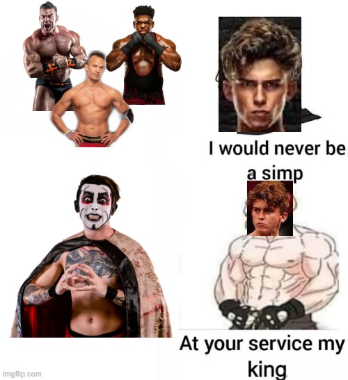 #Hookhausen | image tagged in at your service my king,aew | made w/ Imgflip meme maker