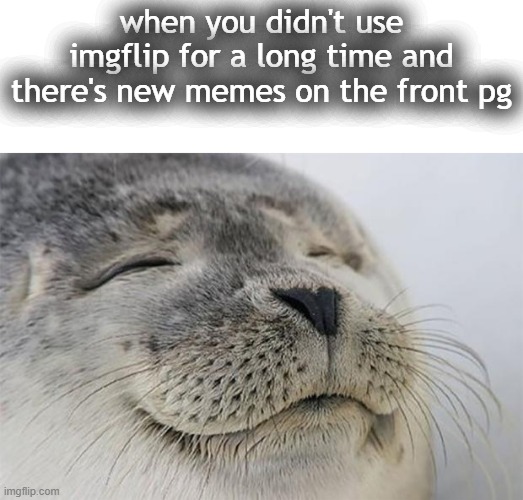 SATISFACTION | when you didn't use imgflip for a long time and there's new memes on the front pg | image tagged in blank white template,memes,satisfied seal | made w/ Imgflip meme maker