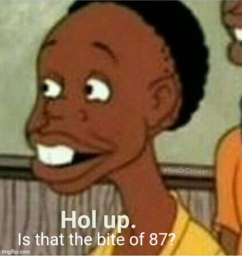 hol up | Is that the bite of 87? | image tagged in hol up | made w/ Imgflip meme maker