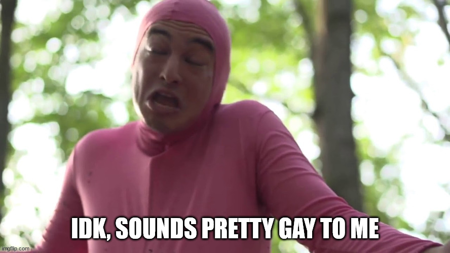 Sounds pretty gay | IDK, SOUNDS PRETTY GAY TO ME | image tagged in sounds pretty gay | made w/ Imgflip meme maker