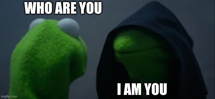 Idk .-. | WHO ARE YOU; I AM YOU | image tagged in memes,evil kermit,boreddd,what can i say except aaaaaaaaaaa | made w/ Imgflip meme maker