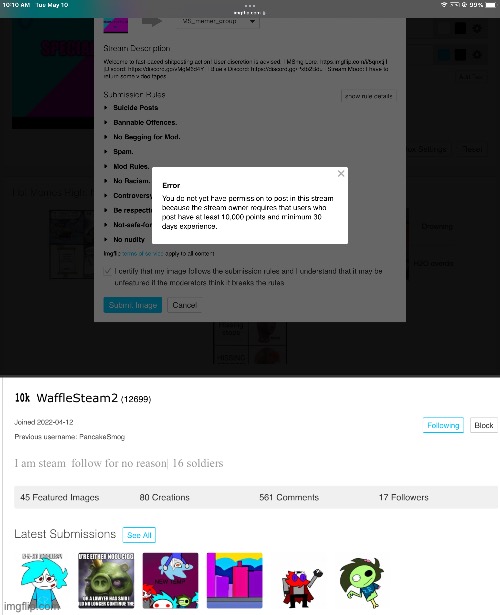 Idk why this happens, the alt fulfills the requirements but it just doesn’t work | made w/ Imgflip meme maker
