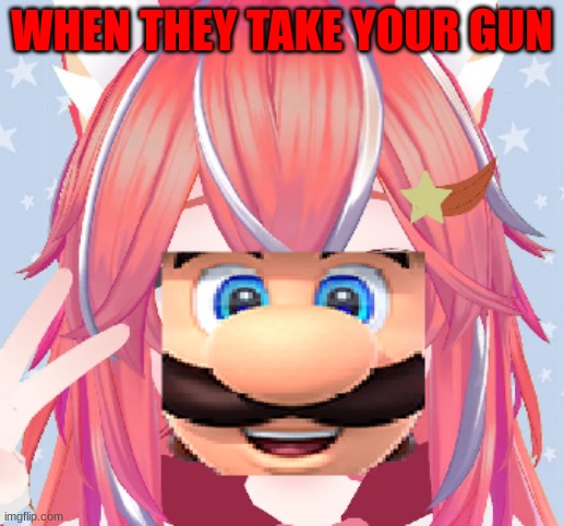 luigichan | WHEN THEY TAKE YOUR GUN | image tagged in luigichan | made w/ Imgflip meme maker