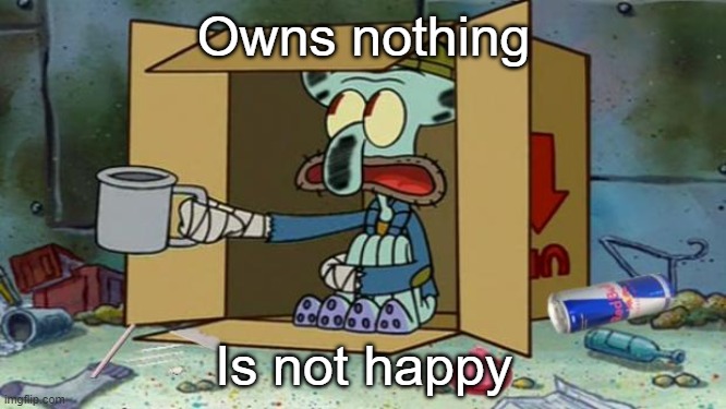 Take that Great  ̶P̶u̶m̶p̶k̶i̶n̶  Reset! | Owns nothing; Is not happy | image tagged in squidward poor | made w/ Imgflip meme maker