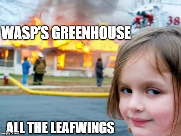 Wings of Fire Meme | WASP'S GREENHOUSE; ALL THE LEAFWINGS | image tagged in wof meme | made w/ Imgflip meme maker