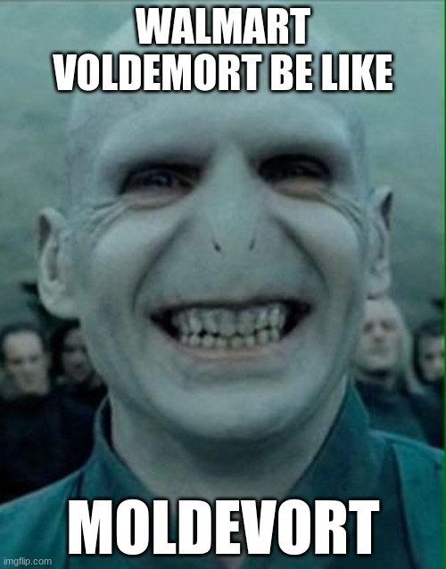 Walmart Voldemort | WALMART VOLDEMORT BE LIKE; MOLDEVORT | image tagged in voldemort grin | made w/ Imgflip meme maker