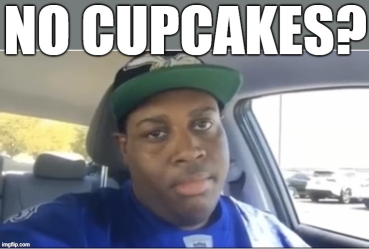 No cupcakes? | image tagged in no cupcakes | made w/ Imgflip meme maker