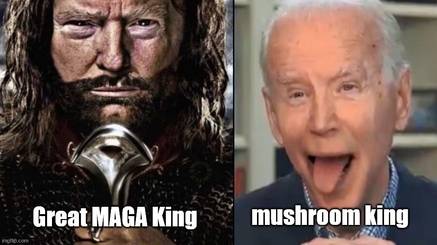 America prospered, and then crashed into the darkness of poverty and despair. | mushroom king; Great MAGA King | image tagged in memes,politics | made w/ Imgflip meme maker