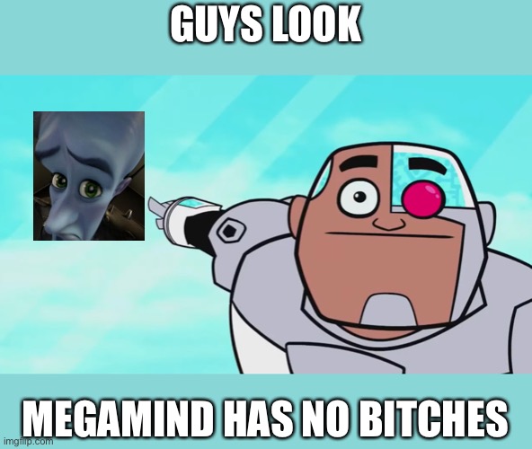 Will he get bitches one day?, I don’t think so. | GUYS LOOK; MEGAMIND HAS NO BITCHES | image tagged in guys look a birdie,no bitches,yes | made w/ Imgflip meme maker