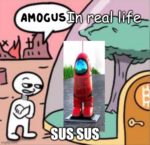 Amogus in real life, Sus Sus | In real life; SUS SUS | image tagged in amogus | made w/ Imgflip meme maker