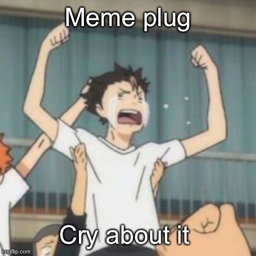 Y e s | Meme plug; Cry about it | image tagged in y e s | made w/ Imgflip meme maker