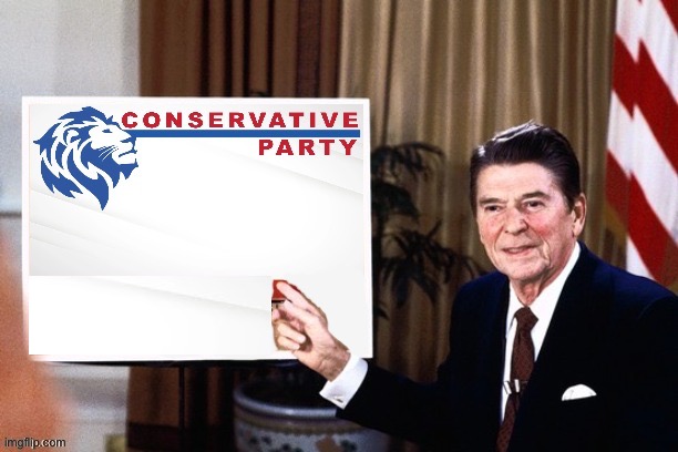 High Quality Ronald Reagan Conservative Party announcement Blank Meme Template