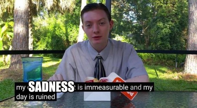 my day is ruined and my disappointment is immeasurable | SADNESS | image tagged in my day is ruined and my disappointment is immeasurable | made w/ Imgflip meme maker