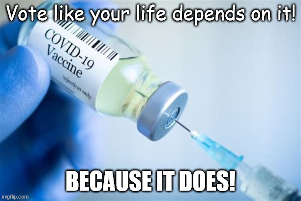 Reichwing denies funding |  Vote like your life depends on it! BECAUSE IT DOES! | image tagged in covid-19,vaccine,vote,death pannels,pro-vaccine | made w/ Imgflip meme maker