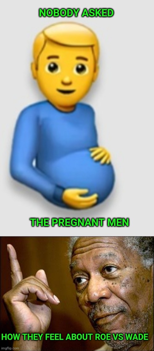 Hmmmm |  NOBODY ASKED; THE PREGNANT MEN; HOW THEY FEEL ABOUT ROE VS WADE | image tagged in this morgan freeman,pregnant,abortion,transgender,baby | made w/ Imgflip meme maker