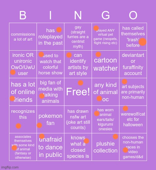 Bingo! (I’m making this one a temp) | image tagged in furry bingo | made w/ Imgflip meme maker