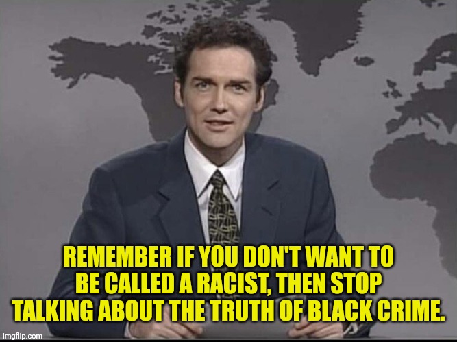Sometimes the truth is uncomfortable | REMEMBER IF YOU DON'T WANT TO BE CALLED A RACIST, THEN STOP TALKING ABOUT THE TRUTH OF BLACK CRIME. | image tagged in weekend update with norm,black,man,crime | made w/ Imgflip meme maker