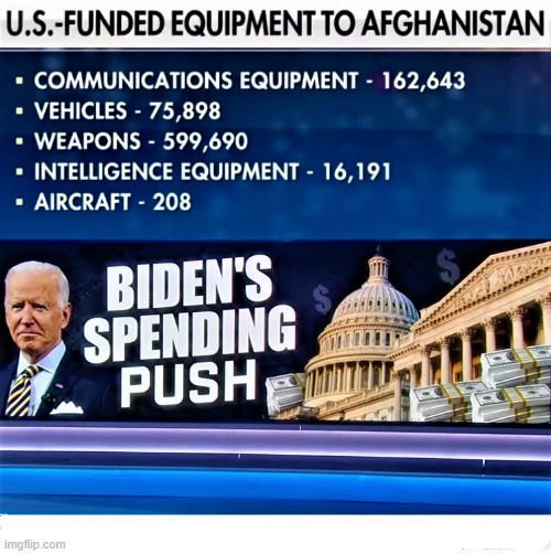 Biden spending and lost equipment in Afghanistan Blank Meme Template