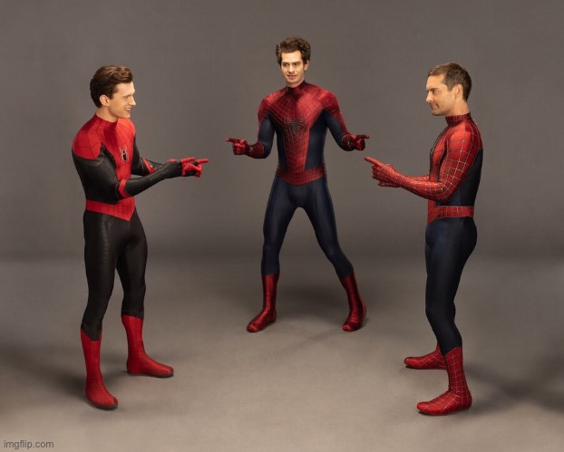 image tagged in 3 spidermen pointing | made w/ Imgflip meme maker