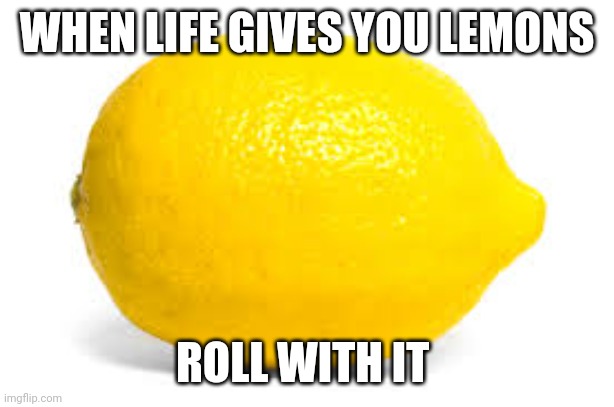 When life gives you lemons, X | WHEN LIFE GIVES YOU LEMONS; ROLL WITH IT | image tagged in when life gives you lemons x | made w/ Imgflip meme maker