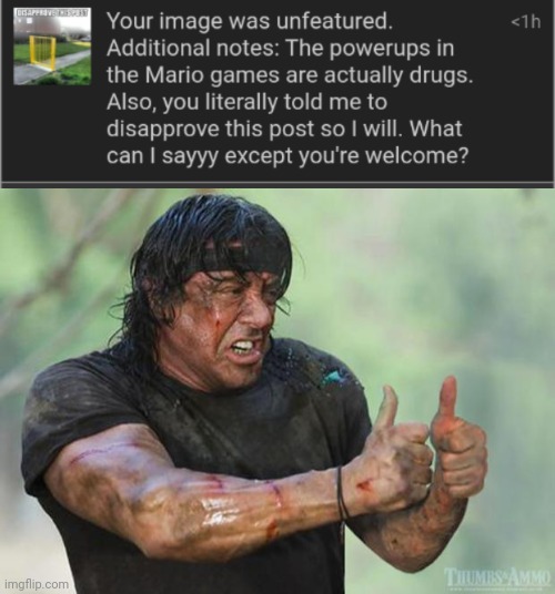 Thank you very much | image tagged in thumbs up rambo | made w/ Imgflip meme maker