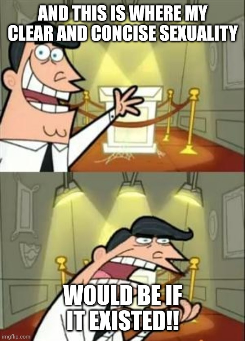 This Is Where I'd Put My Trophy If I Had One | AND THIS IS WHERE MY CLEAR AND CONCISE SEXUALITY; WOULD BE IF IT EXISTED!! | image tagged in memes,this is where i'd put my trophy if i had one | made w/ Imgflip meme maker