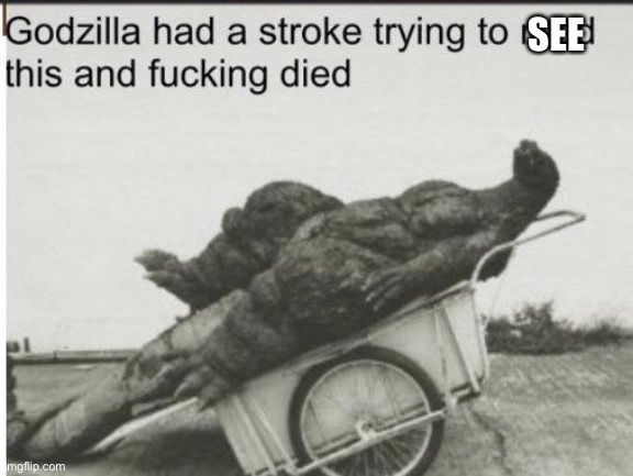 Godzilla | SEE | image tagged in godzilla | made w/ Imgflip meme maker