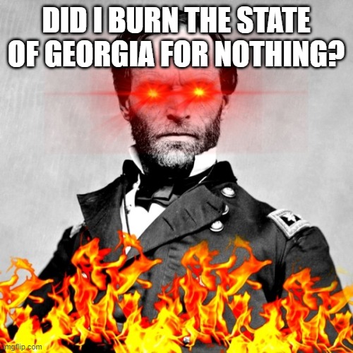 William Tecumseh Sherman | DID I BURN THE STATE OF GEORGIA FOR NOTHING? | image tagged in william tecumseh sherman | made w/ Imgflip meme maker