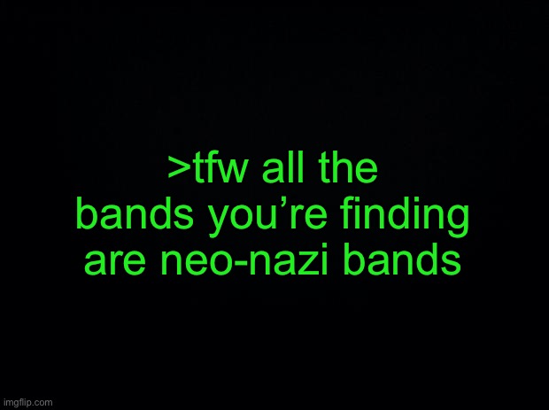 probably not going to look good, eh? | >tfw all the bands you’re finding are neo-nazi bands | made w/ Imgflip meme maker