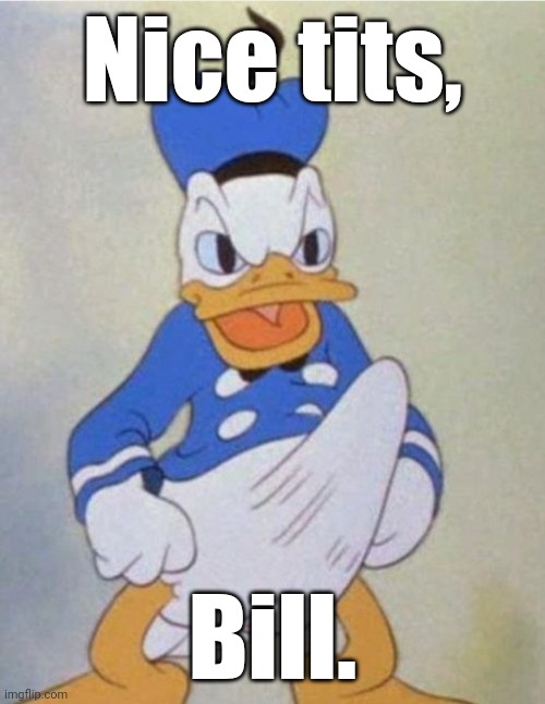 Donald Dick | Nice tits, Bill. | image tagged in donald dick | made w/ Imgflip meme maker