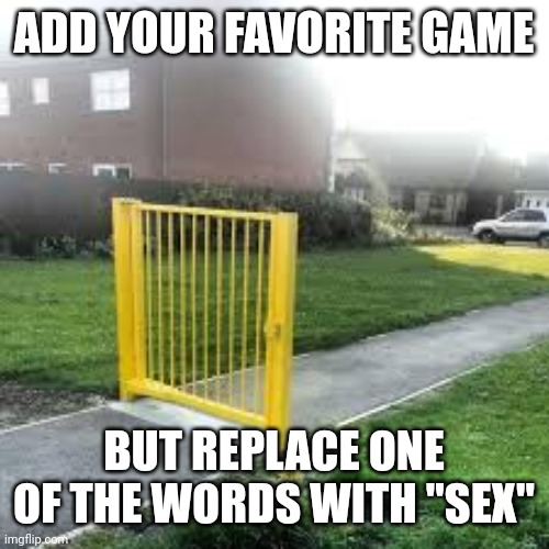 Useless Gate | ADD YOUR FAVORITE GAME; BUT REPLACE ONE OF THE WORDS WITH "SEX" | image tagged in useless gate | made w/ Imgflip meme maker