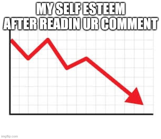 Downward chart | MY SELF ESTEEM AFTER READIN UR COMMENT | image tagged in downward chart | made w/ Imgflip meme maker