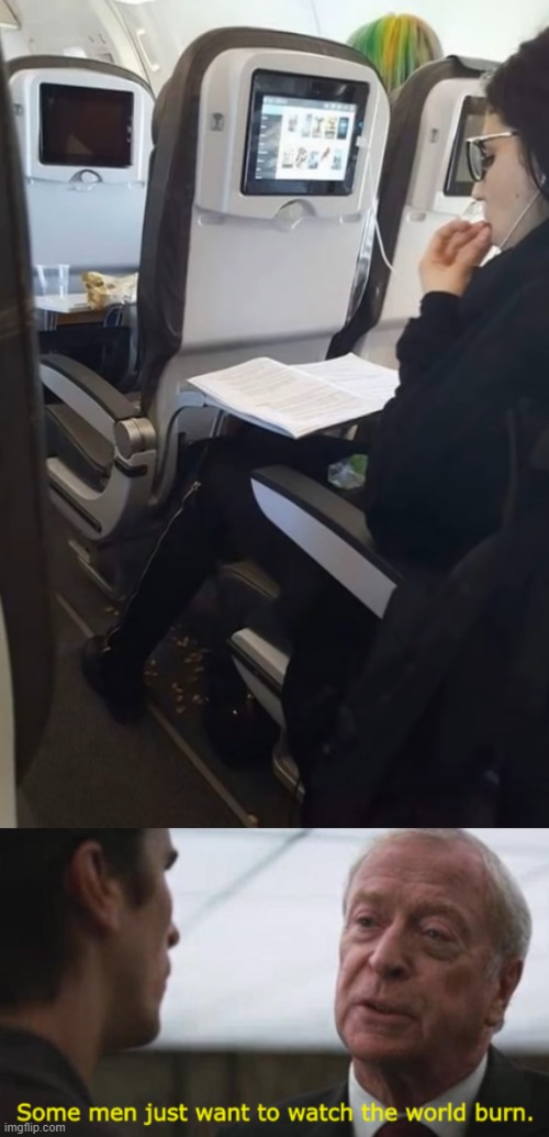 He throws pistachio cells shells on the floor on the airplane !!!! | image tagged in some men just want to watch the world burn | made w/ Imgflip meme maker