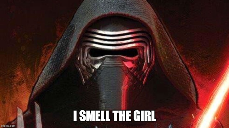 Kylo ren |  I SMELL THE GIRL | image tagged in kylo ren | made w/ Imgflip meme maker